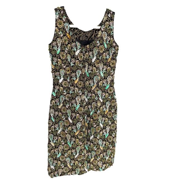 Vintage Y2K Hand Sewn Sequin Silk Blend Dress  Small Going Out Cocktail Party - Picture 2 of 7